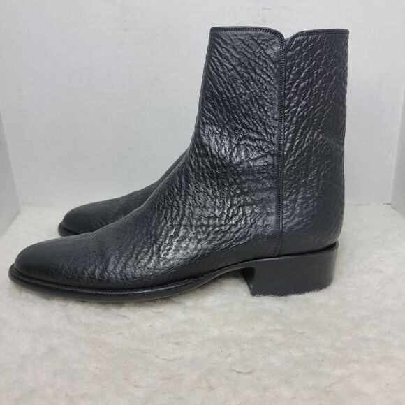 Stallion Men\'s Boots Size 8 D Black Bison Zorro Zip Cowboy Shoes Leather Sole main image 6